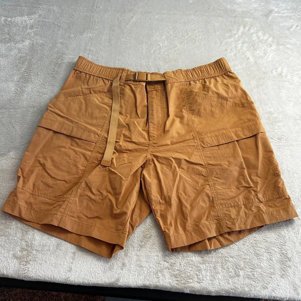 Eddie Bauer Shorts Mens XL Brown Nylon Hiking Cargo Belted Quick Dry Trail